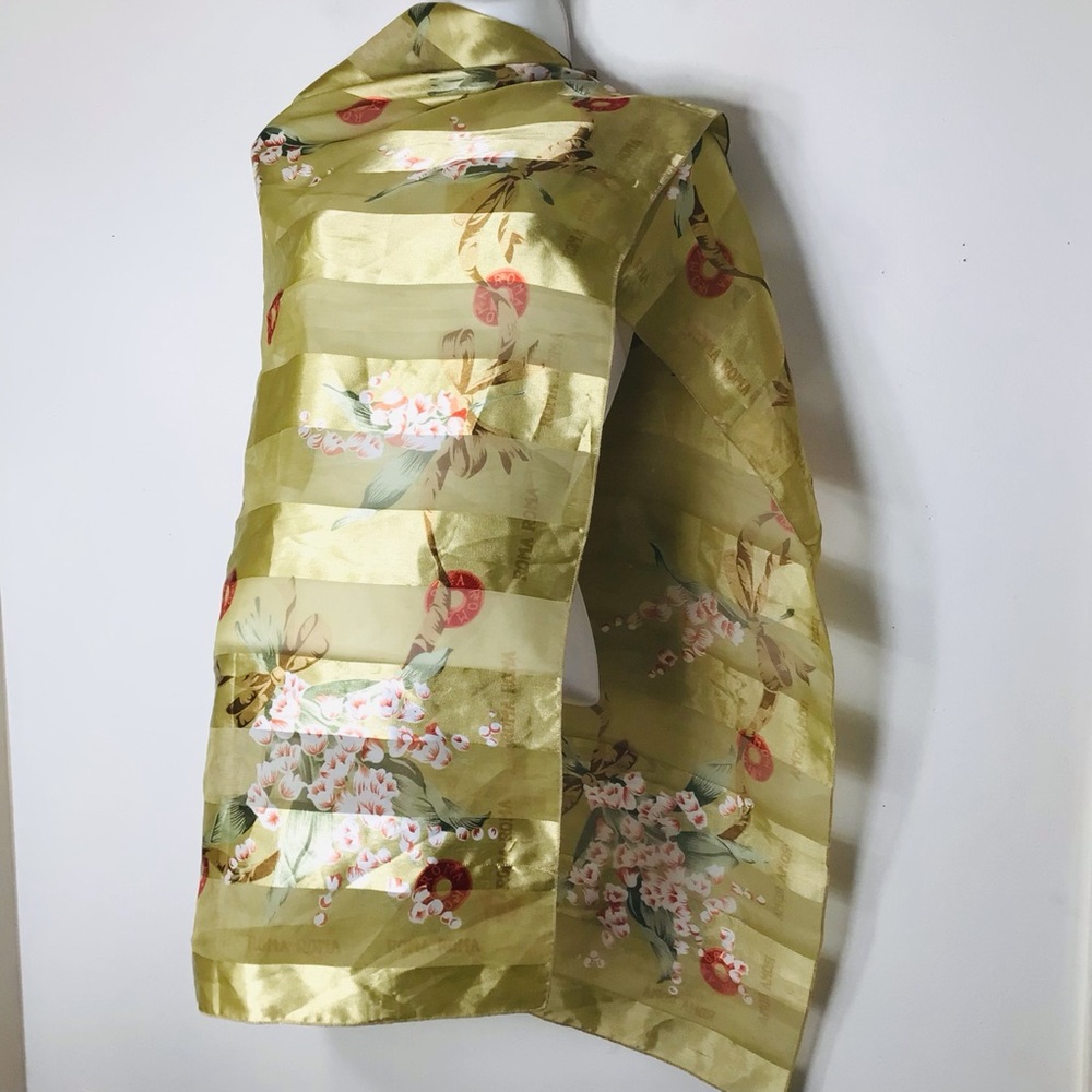 Scarf wine Floral Silk Scarf gold